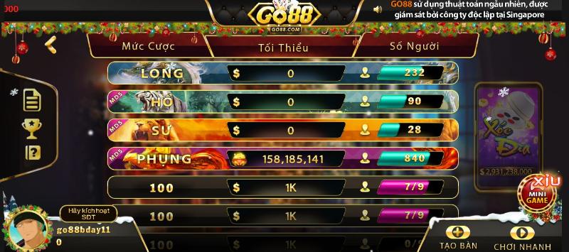 Xóc đĩa trò chơi casino trực tuyến cực kỳ thú vị trên cổng game Go88
